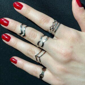5 PCs Adjustable Silver Ring Set Women Jewelry